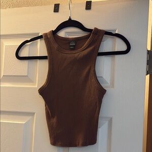 Brown Ribbed Tank Top